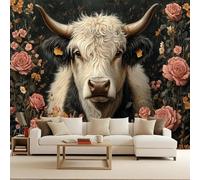 Papier peint intissé Animal 200 x 140 cm XXL Muraux Tapisserie Photo Vache des Highlands Décoration Murale Salon Chambre Murales Panoramique Fleur Minimal Couloir décoration Chambre d'enfants