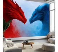 Papier Peint Intissé Animal Dragon en Forme de Cœur 500 x 280 cm (L x H), Décoration Murale Poster Tableaux Muraux Tapisserie Papier peint Photo Art Fantastique pour Salon Chambre de Enfants