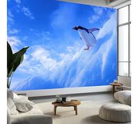 Papier Peint Intissé Animal Manchot Des Glaciers 400 x 280 cm (L x H), Papier Peint Panoramique Photographie de Nature, Mural Photo Mural Poster pour Salon Chambre de Enfants Décor Fond TV