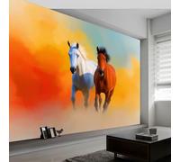 Papier Peint Intissé Animaux Du Désert Chevaux 350 x 256 cm (L x H), Décoration Murale Poster Tableaux Muraux Tapisserie Papier peint Photo Réalisme pour Salon Chambre de Enfants Décor Fond TV