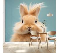 Papier peint intissé Animaux : lapin de dessin animé 250x175 Cm Tissu non tissé Tableaux Muraux Tapisserie Photo Décoration Murale Salon Chambre98 x 68 inch