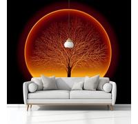 Papier Peint Intissé Art Numérique Arbre De Vie Lumineux 200 x 140 cm Papier Peint Photo Panoramique, Poster Noir Mural Personnalisé 3D, pour Salon Chambre Adulte Enfant Décor Murale