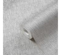 Papier Peint Intissé Aspect Tissu Réaliste Uni - Gris, Blanc