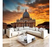 Papier Peint Intissé Basilique Saint-Pierre, Vatican 200x140 cm, Chambre | Papier Peint Panoramique Rome Italie Décoration Murale Moderne, Fresque Murale, pour Salon, Bureau, Couloir L36