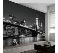 Papier Peint Intissé Bâtiments Et Ponts de New York 500 x 280 cm (L x H), Murale Poster Tableaux Muraux Tapisserie Papier peint Photo Paysage Urbain pour Salon Chambre de Enfants Décor Fond TV