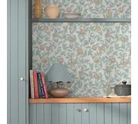 Papier peint intissé William Morris Bird & Pomegranate Duck Egg 1005 x 52cm Vert, orangé, beige | Revêtement Mural, Tapisserie | Ambiance Facile à poser et à enlever