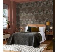 Papier peint intissé Blackthorn charcoal imprimé fleurs orange L.1000 x l.52cm William Morris