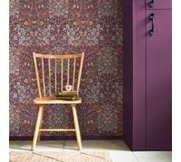 Papier peint intissé Blackthorn plum imprimé fleurs violet L.1000 x l.52cm William Morris