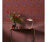 Papier peint intissé Blackthorn plum imprimé fleurs violet, terracotta L.1000 x l.52cm William Morris