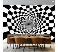 Papier peint intissé Blanc Noir, Abstrait Tunnel En Spirale motif Poster Murale, 400 x 280 cm 3D Papier Peint Panoramique pour Chambre Salon Salle à Manger Décoration
