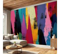 Papier peint intissé Blocs De Couleur Coups De Pinceau 200 x 140 cm, Coloré Papier Peint Panoramique Expressionnisme Abstrait Décoration Murale Poster Tableaux, décorative pour Salon Chambre
