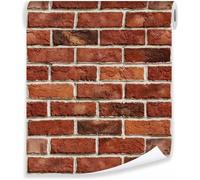 Papier Peint Intissé Brique 3D Rouge Rouleau 10m x 50cm Pierre Imitation Briques Salon Photo Non Tissé Muraux Moderne Trompe l'oeil