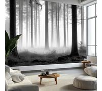 Papier peint intissé Brume Forêt Arbres, fresque murale design Style Féerique pour chambre et bureau - Papier peint panoramique facile à poser - décoration murale amovible, 250 x 175 cm (L x H)