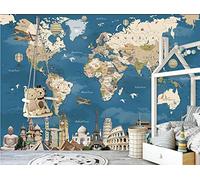 Papier peint intissé Carte du monde vintage 300x210 cm -6 pièces 3D Murale Poster Tableaux XXL Photo Muraux pour Chambre art mural Salon Tableaux Tapisserie Muraux Décoration Murale