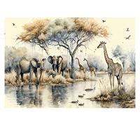 Papier Peint Intissé Chambre Enfant Jungle Animaux Forêt Nature - Colle Incluse - Papier Peint Panoramique Pour Chambre de Bébé Prêt à Poser - Photo Non Tissé Muraux Trompe l'oeil (416x254 cm)