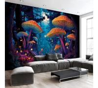 Papier Peint Intissé Champignons La Forêt Des Contes Fées 450 X 315 Cm Papier Peint Photo Panoramique Paysage Forêt Magique, Poster Geant Mural Personnalisé 3D, Pour Salon Chambre Décor Murale