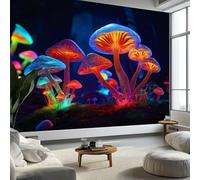 Papier Peint Intissé Champignons Lumineux de Dessin Animé 250 x 175 cm (L x H), Papier Peint Panoramique Fantastique, Mural Photo Mural Poster pour Salon Chambre de Enfants Décor Fond TV