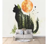 Papier Peint intissé Chat 400 × 280 cm Toison XXL Tableaux Muraux Tapisserie Photo pour Salon Chambre d'enfants restaurant Décoration Murale Paysage Forestier Au Coucher Du Soleil -a-a-3425-c-a