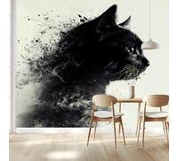 Papier peint intissé Chat noir 250x175 Cm Tissu non tissé Tableaux Muraux Tapisserie Photo Décoration Murale Salon Chambre98 x 68 inch