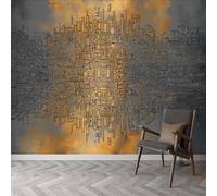 Papier Peint Intissé Cité Antique Architecture Géométrique 450 x 315 cm, Papier Peint Panoramique Style Industriel Vintage - Mural Photo Mural Poster pour Salon Chambre de Enfants Décor Fond TV