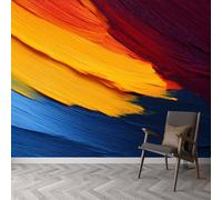 Papier peint intissé coloré pigment rayures, fresque murale design art abstrait pour chambre et bureau - Papier peint panoramique facile à poser - décoration murale amovible 300 x 210 cm (L x H)