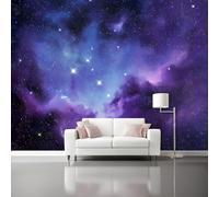 Papier Peint Intissé Constellations du ciel étoilé Exploration Papier Peint Panoramique Cyan violet Tableaux Photo Muraux Utilisé Pour Salon Chambre Chambre D'Enfant Décoration Murale 400 x 280 cm
