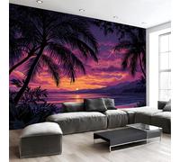 Papier Peint Intissé Coucher Soleil Sur Une Plage Tropicale 396 X 280 Cm Papier Peint Photo Panoramique Paysages Rêve, Poster Geant Mural Personnalisé 3D, Pour Salon Cuisines Chambre Décor Murale