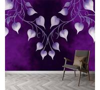 Papier peint intissé Cœurs Feuilles Plantes Vignes, fresque murale design Style Onirique pour chambre bureau - Papier peint panoramique facile à poser - décoration murale amovible 450 x 315 cm (L x H)