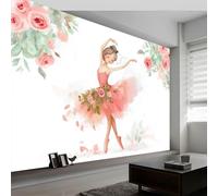Papier Peint Intissé Danseuse de Ballet Fleurs 300 x 210 cm (L x H), Décoration Murale Poster Tableaux Muraux Tapisserie Papier peint Photo Style Aquarelle pour Salon Chambre de Enfants Décor Fond TV