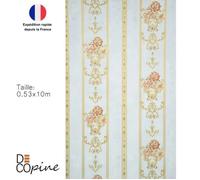 Papier Peint Intissé - DECOPINE - Ruban Royal Blue - Floral 3D - 0,53 x 10m - Sans Colle
