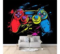 Papier Peint Intissé Doodle Coloré De Manette De Jeu 200x140 cm Papier Peint Panoramique Moderne, Papier Peint Mural Photo pour Salon, Chambre, Décor Fond TV