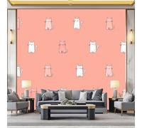 Papier Peint Intissé effet 3D Mignon Dessin Animé Animaux Chats, Papier Peint Panoramique Rose Pâle - RevêTement Mural DéCoration Salon Chambre Fond de TV 400 x 280 cm (L x H)