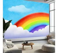 Papier Peint Intissé effet 3D Minimalisme Irisé Nuages, Papier Peint Panoramique Bleu - RevêTement Mural DéCoration Salon Chambre Fond de TV 300 x 210 cm (L x H)