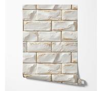 Papier peint intissé effet brique blanc beige mur pierre 3D vintage rustique style shabby chic salon chambre cuisine couloir déco moderne lavable papier peint résistant à la lumière 5m x 0,5m