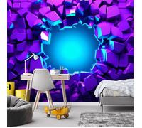 Feeby Papier Peint Intissé Néon Gamer Gaming 100x70 cm violet XXL Moderne Décoration Murale Tableaux Muraux Tapisserie Salon Chambre à coucher Adolescent Effet 3D