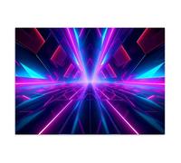 Papier peint Intissé - Effet Néon pour Gaming Room 300x210 cm - Moderne Décoration Murale - Effet 3D - Route - Feeby