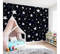 Papier Peint Intissé Enfant 250 x 175 cm, Papier Mural Panoramique Motif En Étoile, Style Minimaliste Dessiné À La Main Poster Géant Décoration Murale Idéal pour Chambre d’Enfant, Chambre Bébé