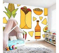 Papier Peint Intissé Enfant 400 x 280 cm, Papier Mural Panoramique Motif De Taco, Style Minimaliste Poster Géant Décoration Murale Idéal pour Chambre d’Enfant, Chambre Bébé