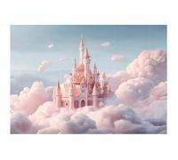 Papier Peint Intissé Enfant Fille Château 3D Nuages Rose 300x210 cm Chambre Enfant Photo Non Tissé Muraux Trompe l'oeil