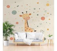 Papier Peint Intissé étoiles Geometrique et Bulles Peintes 200x140cm(L x H) Papier Peint Panoramique Tableaux Muraux Tapisserie Photo Décoration Murale Salon Chambre - Girafe, Animaux de dessin Animé