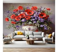 Papier Peint Intissé Fleurs dans un vase Papier Panoramique Mural Photo 200 x 140 cm Moderne Décor Murale Tableaux Muraux Tapisserie Salon Chambre à Coucher