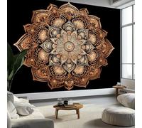 Papier Peint Intissé Fleurs Mandalas 300 x 210 cm (L x H), Papier Peint Panoramique Design Vintage, Mural Photo Mural Poster pour Salon Chambre de Enfants Décor Fond TV