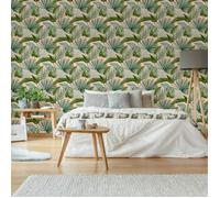 Papier peint intissé Flow Tropical 1005 x 52cm Vert, pêche