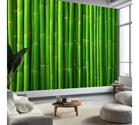 Papier Peint Intissé Fond Vertical Vert En Bambou 300 x 210 cm Papier Peint Photo Panoramique, Vert Poster Mural Personnalisé 3D - Salon Chambre Adulte Enfant Décor Murale