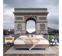 Papier Peint Intissé France Architecture de L'Arc de Triomphe Laine Papier Peint Panoramique Enfant 3D Effet Salon Chambre Bureau Couloir Peinture Paysage Murale Décor Mural Moderne 450x315 cm