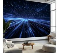 Papier Peint Intissé Futurisme Vitesse De La Lumière Bleue 350 x 256 cm Papier Peint Photo Panoramique, Bleu Poster Mural Personnalisé pour Salon Cuisines Chambre Adulte Enfant Décor Murale