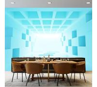 Papier peint intissé Géométrie Espace Moderne Décoration Murale 350 x 256 cm Poster Tableaux Muraux Tapisserie Panoramique Photo Trompe l'oeil Murale Salon Chambre Couleur froide bleu clair
