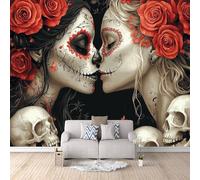 Papier Peint intissé Gothique 400 × 280 cm Toison XXL Tableaux Muraux Tapisserie Photo pour Salon Chambre d'enfants restaurant Décoration Murale Fille Tatouée Avec Un Crâne -a-a-3425-c-a