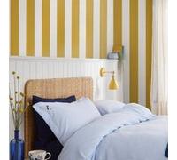 Papier peint intissé Harborough imprimé rayures beige, jaune L.1000 x l.52cm Joules