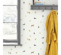 Papier peint intissé Harbour dogs imprimé chiens sur fond blanc L.1000 x l.52cm Joules